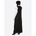 Executive abaya with collar- black-White